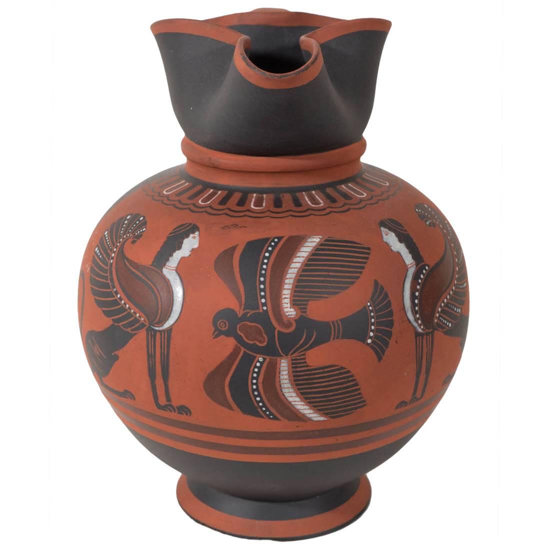 Wedgwood Egyptian Jug Decorated in Black Basalt and Rosso Antico