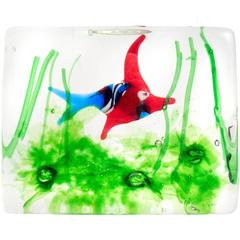 Murano Bright Red Blue White Italian Art Glass Aquarium Paperweight Sculpture 7