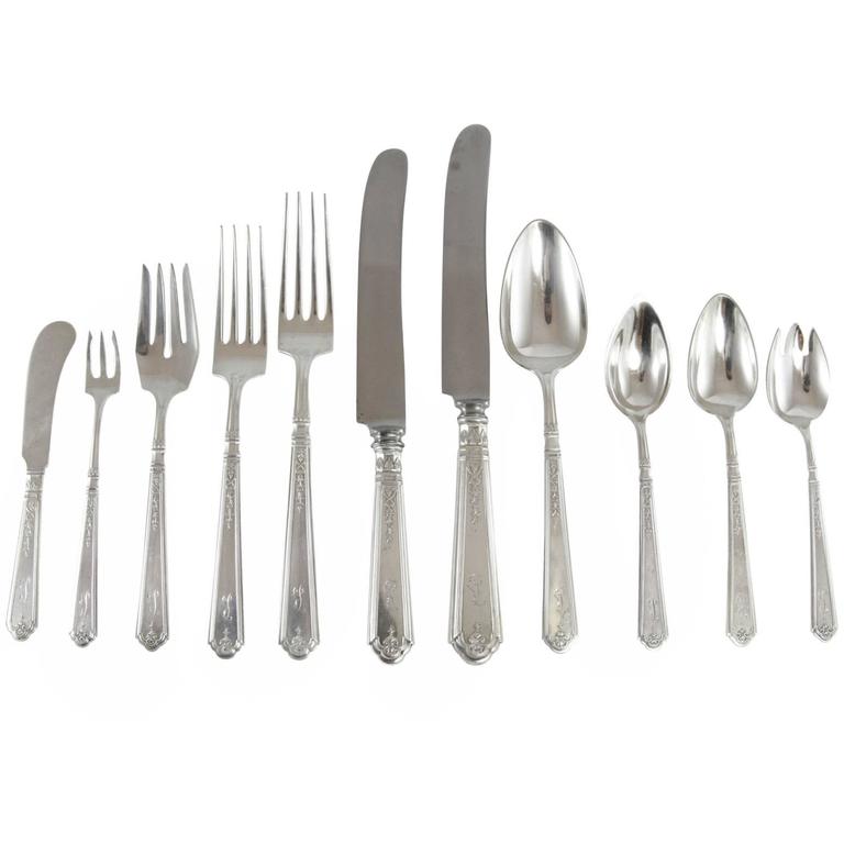 20th Century Princess Patricia Sterling Silver Flatware Set by Gorham