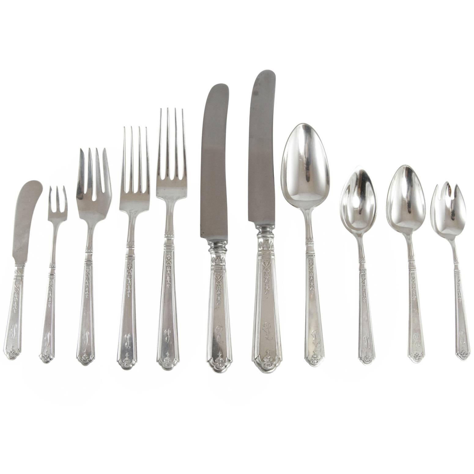 20th Century 'Princess Patricia' Sterling Silver Flatware Set by Gorham For Sale