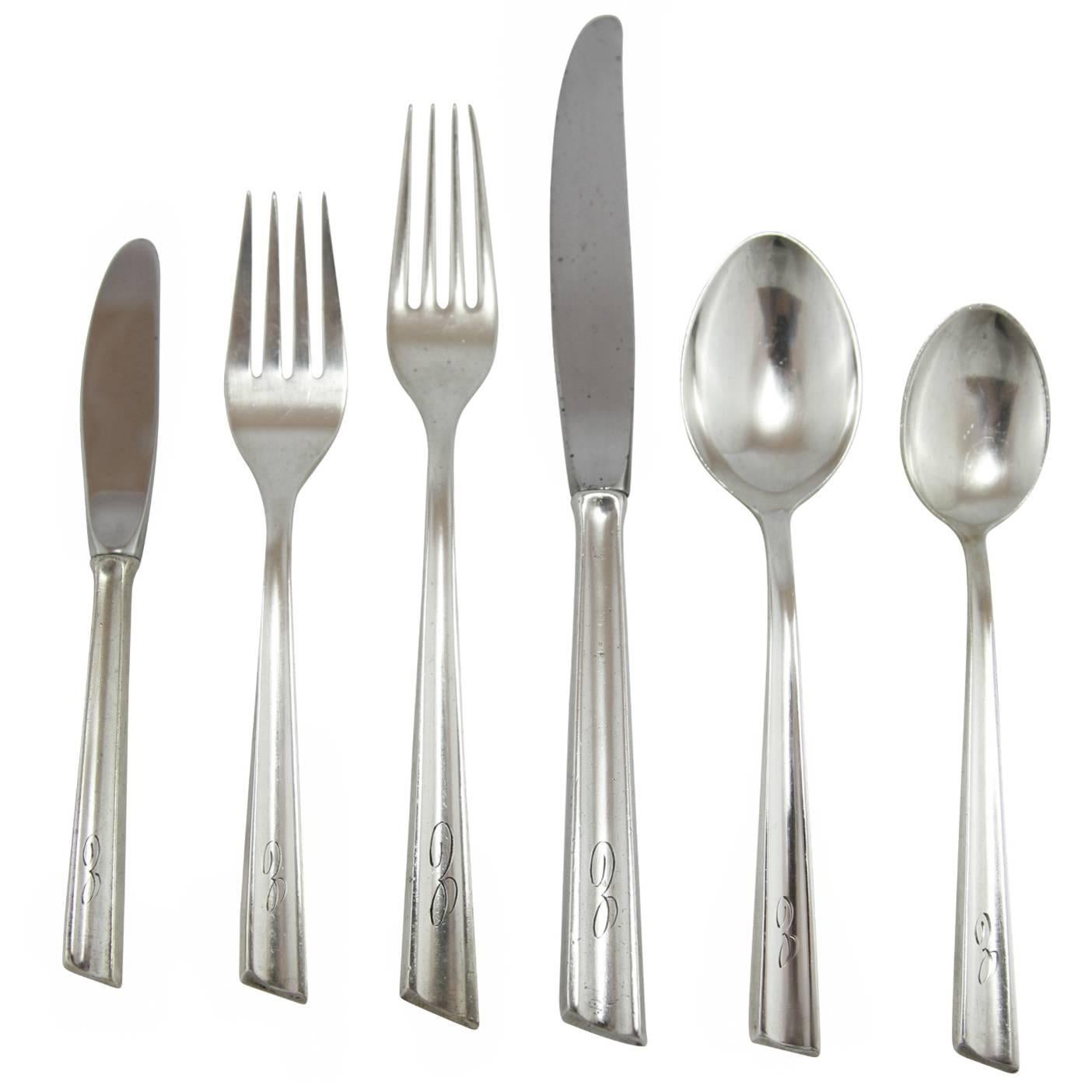Mid-Century Modern 'Personna' Sterling Silver Flatware Set by Steiff For Sale