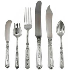 20th Century 'St Dunstan Chased' Sterling Silver Flatware Set by Gorham