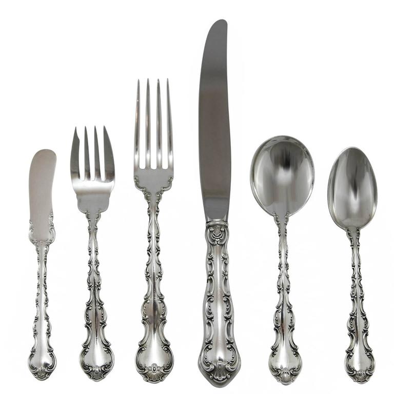 20th Century Sterling Silver Flatware Set in the Strasbourg Pattern by Gorham