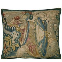 Antique Brussels Baroque Tapestry Pillow ca 17th century
