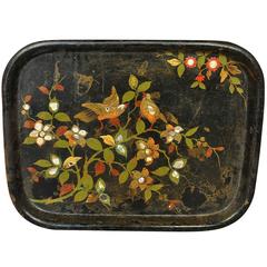 Antique French Early 19th Century Polychromed Tole Tray