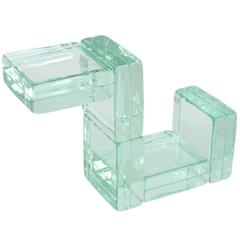 Chic Sculptural Glass Block Occasional Table by Imperial Imagineering