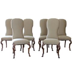 Set of Six Custom Continental Style Dining Chairs