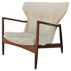 Rare Sculptural Wingback Lounge Chair by Ib Kofod-Larsen