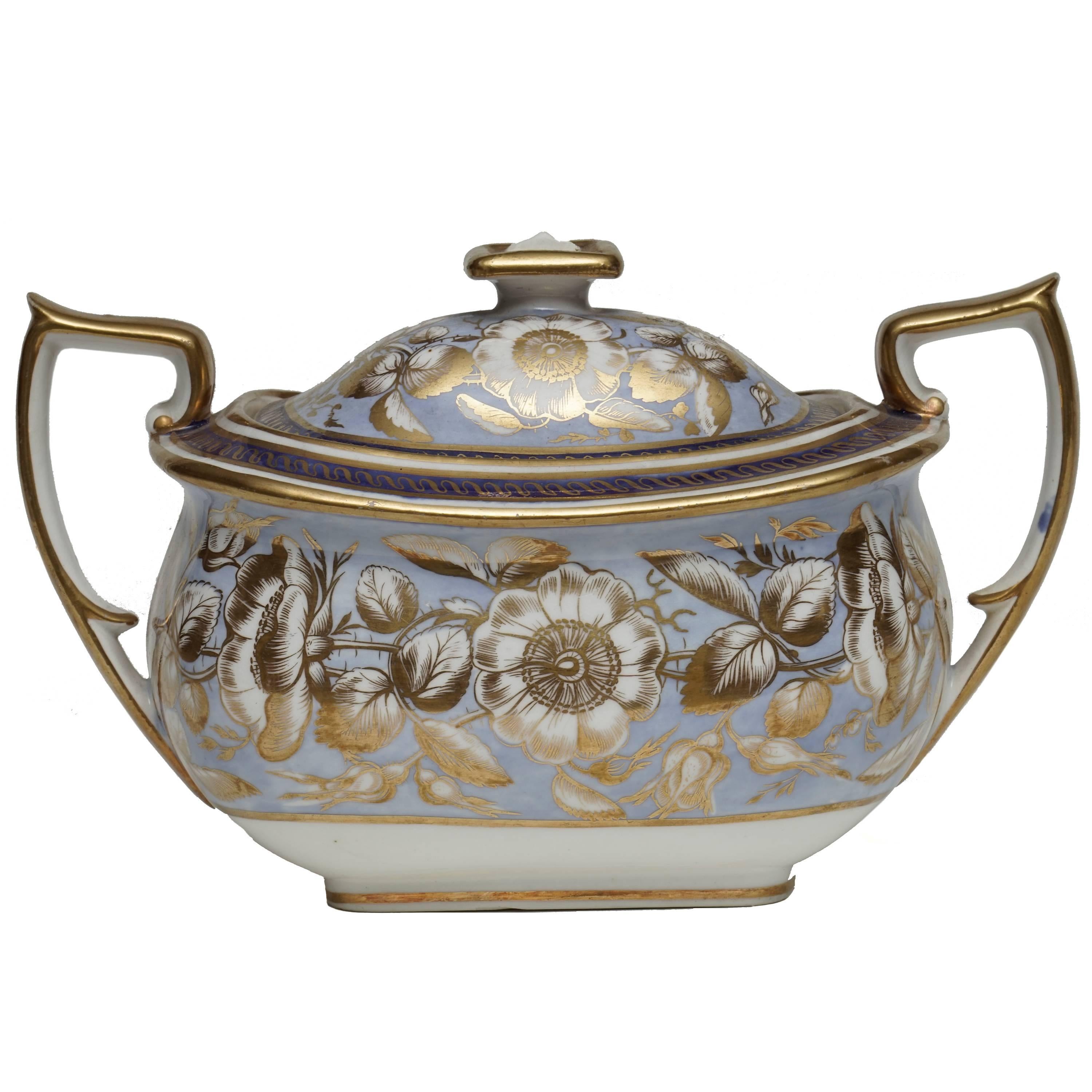 New Hall Double Handled Sugar Bowl and Cover