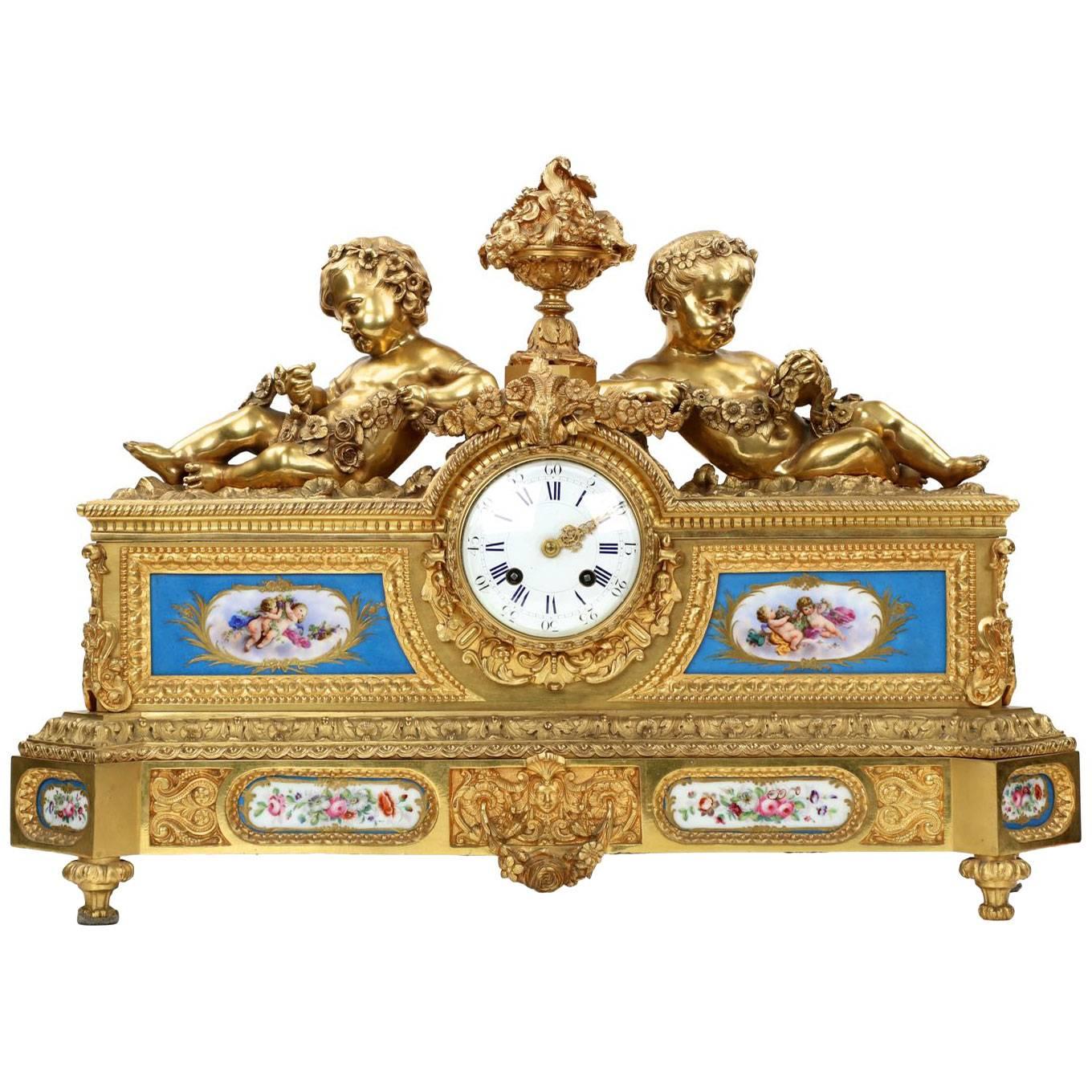 Exceptional French Gilt Bronze Mantel Clock, Henri Picard, circa 1880