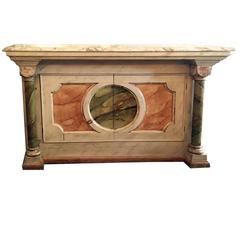 19th Century Painted Faux Marble Wood Italian Altar