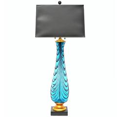Murano Glass Lamp in Peacock