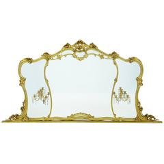 Large Early 20th Century Rococo Influenced Gilt over Mantle Mirror