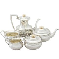 Sterling Silver Five Piece Tea and Coffee Service, Antique Edward VIII 9