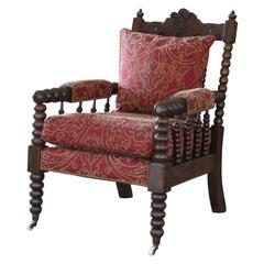 Antique Turned Walnut Aesthetic Movement Style Armchair