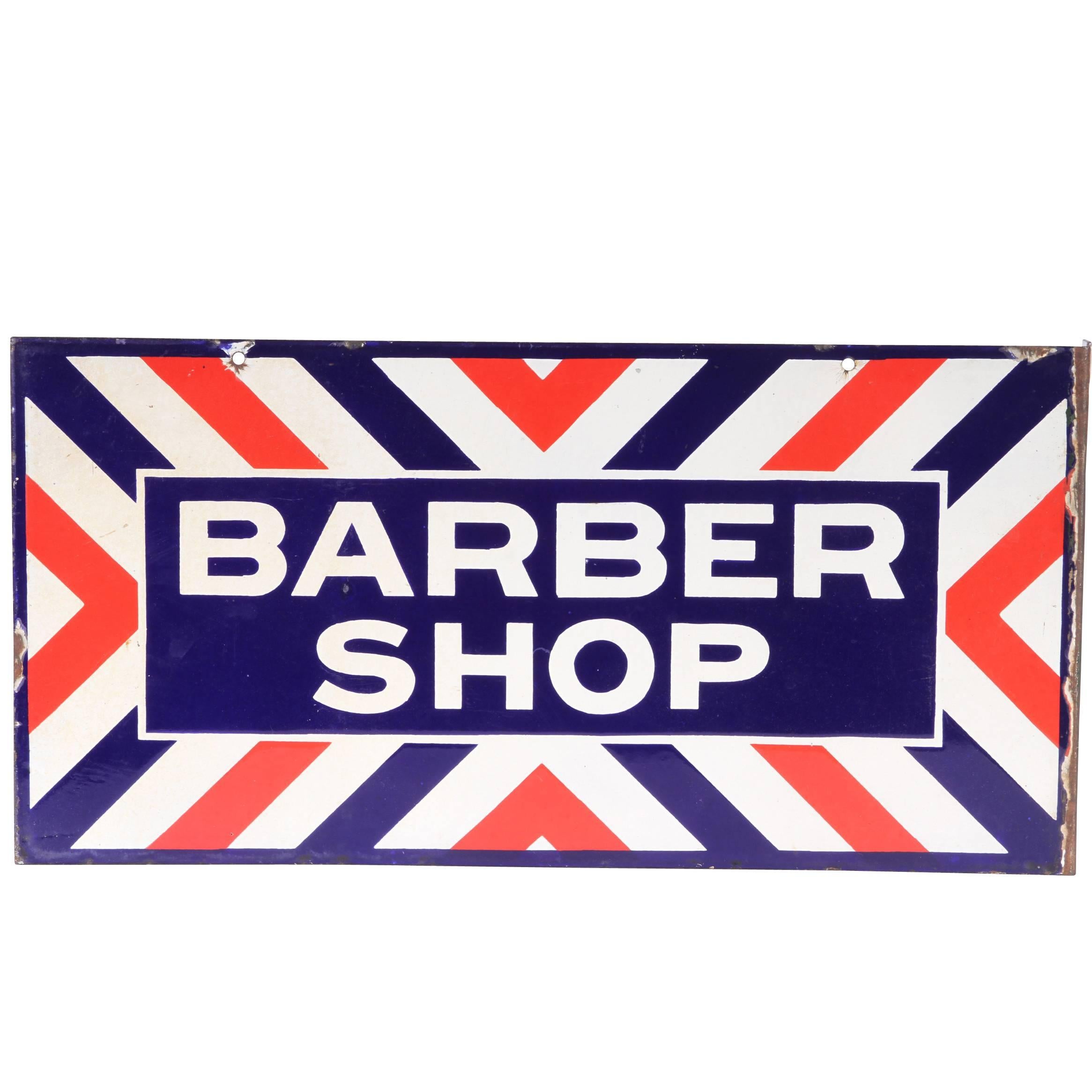 Classic Enamel Barber Shop Sign