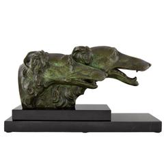 French Art Dec Bronze Borzoi Sculpture by G.H. Laurent, 1930