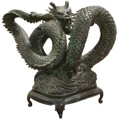1920s-1930s Bronze Serpent Dragon Sculpture