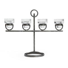 Forged Iron and Glass Candelabra 8