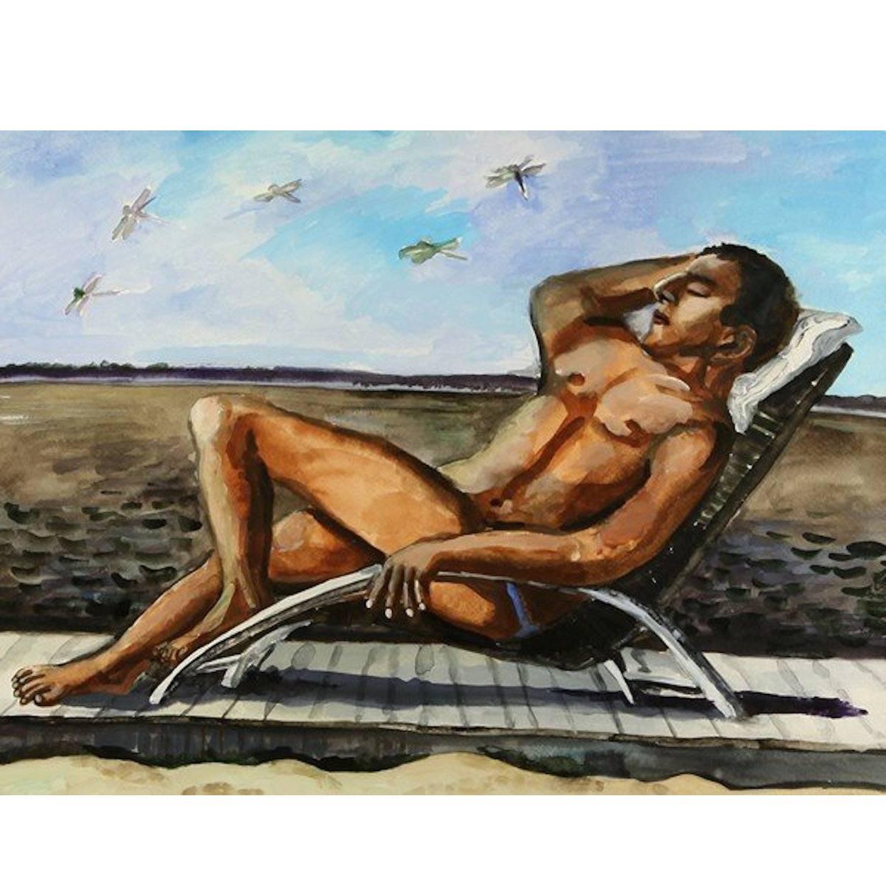 Natalia Nesterova, "Sunbathing on Fire Island" Painting For Sale