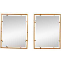 Pair of Mid-Century Faux Bamboo Mirrors, 1970s