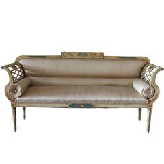 Antique Hand-Painted French Empire Settee 5