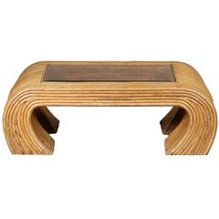 Mid-Century Rattan Coffee Table after Albini