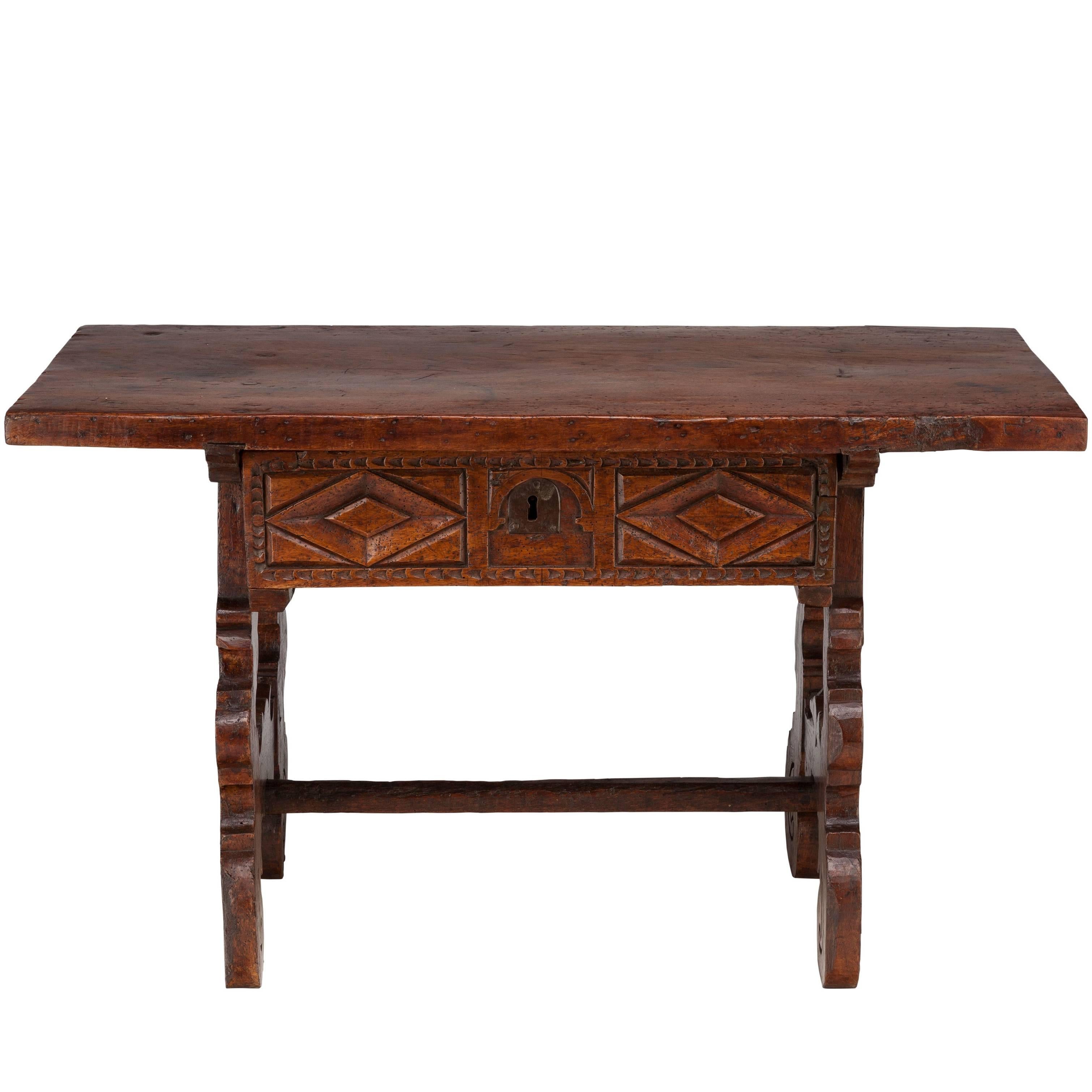 Spanish 18th Century Mahogany Refectory Side Table