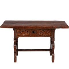 Antique Spanish 18th Century Mahogany Refectory Side Table