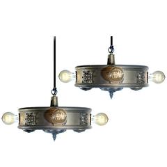 Antique Matching Pair of Marquee Style Pendants