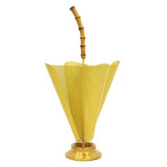 Unique 1950s Umbrella Stand in Perforated Metal, Bamboo and Brass 3