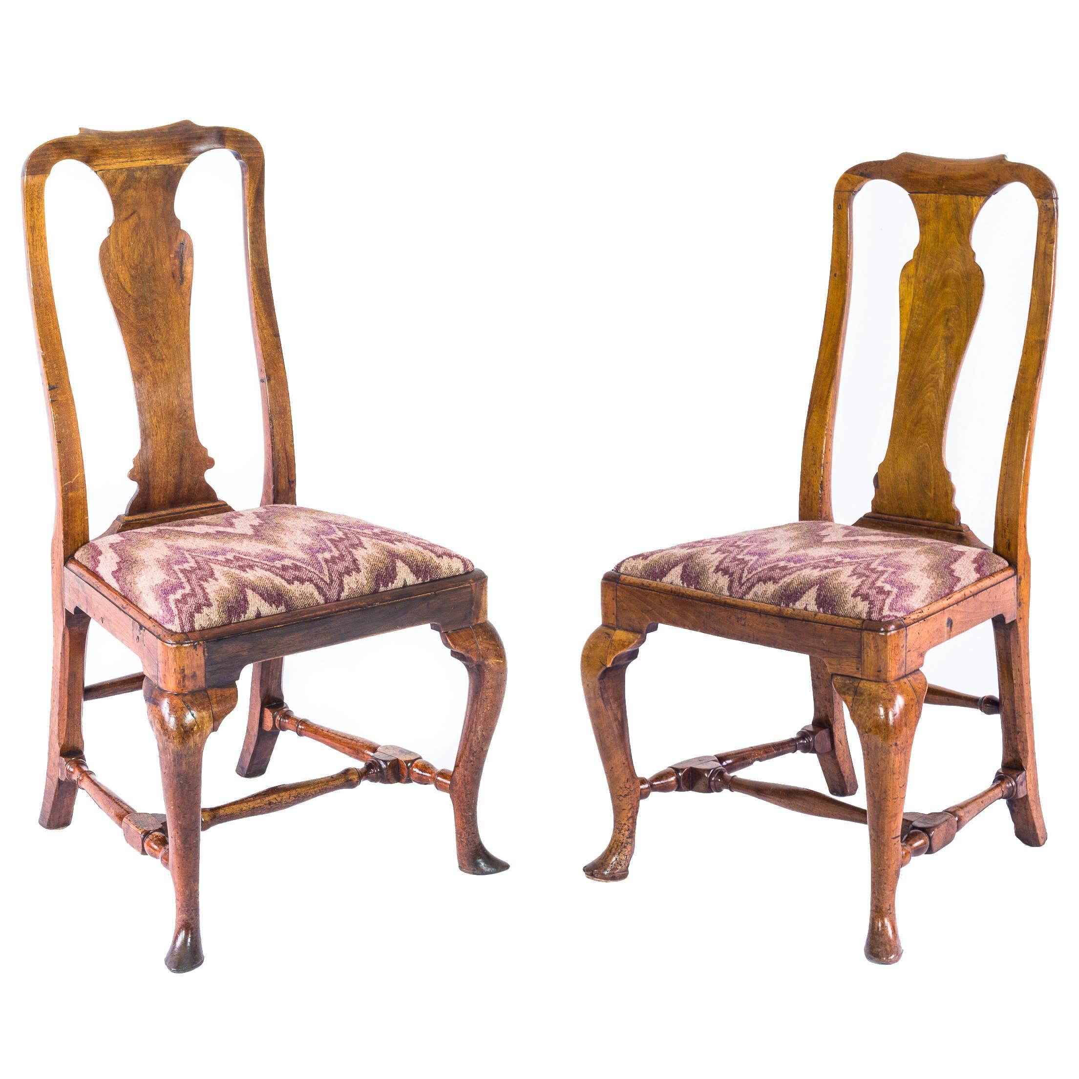 18th Century Pair of English Walnut Chairs, c. 1715