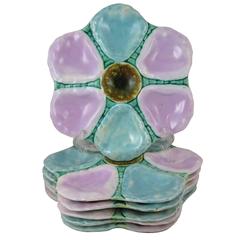 19th Century English Majolica Oyster Service for Six 4