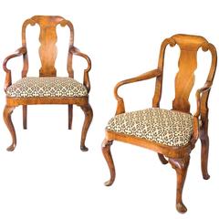 Unusual Pair of 18th Century Walnut Armchairs