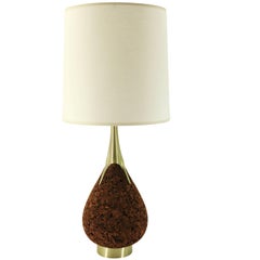 Laurel Mid-Century Cork and Brass Teardrop Lamp