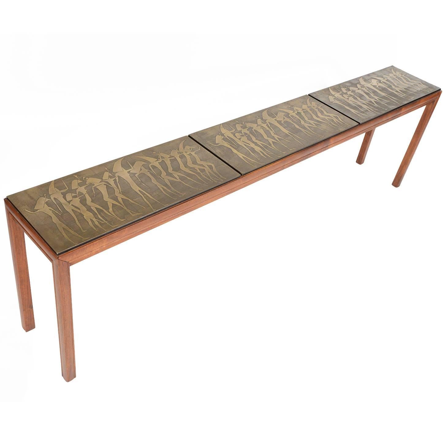 Metropolitan Egyptian Relief Walnut Console Table