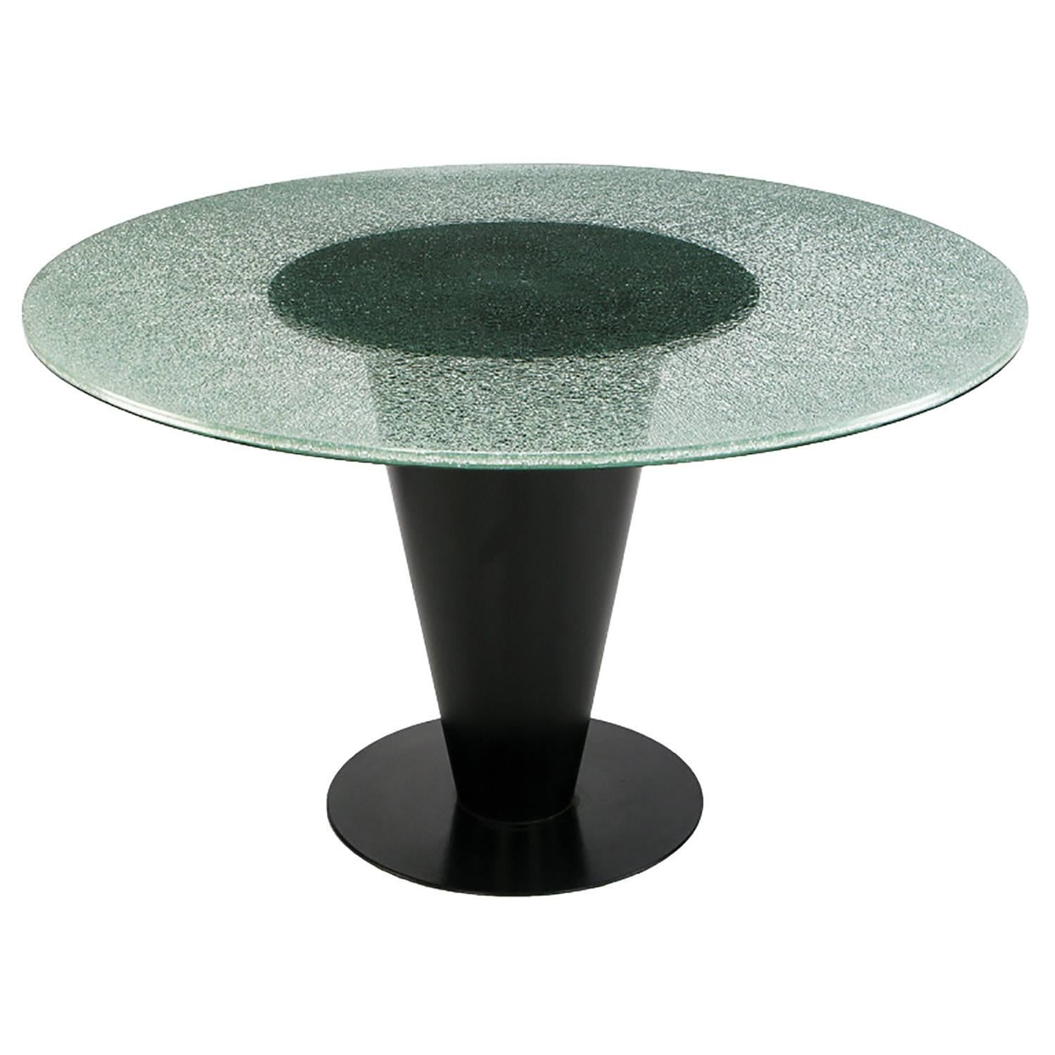 Joe D'Urso for Bieffeplast Conical Steel and Glass Dining Table For Sale