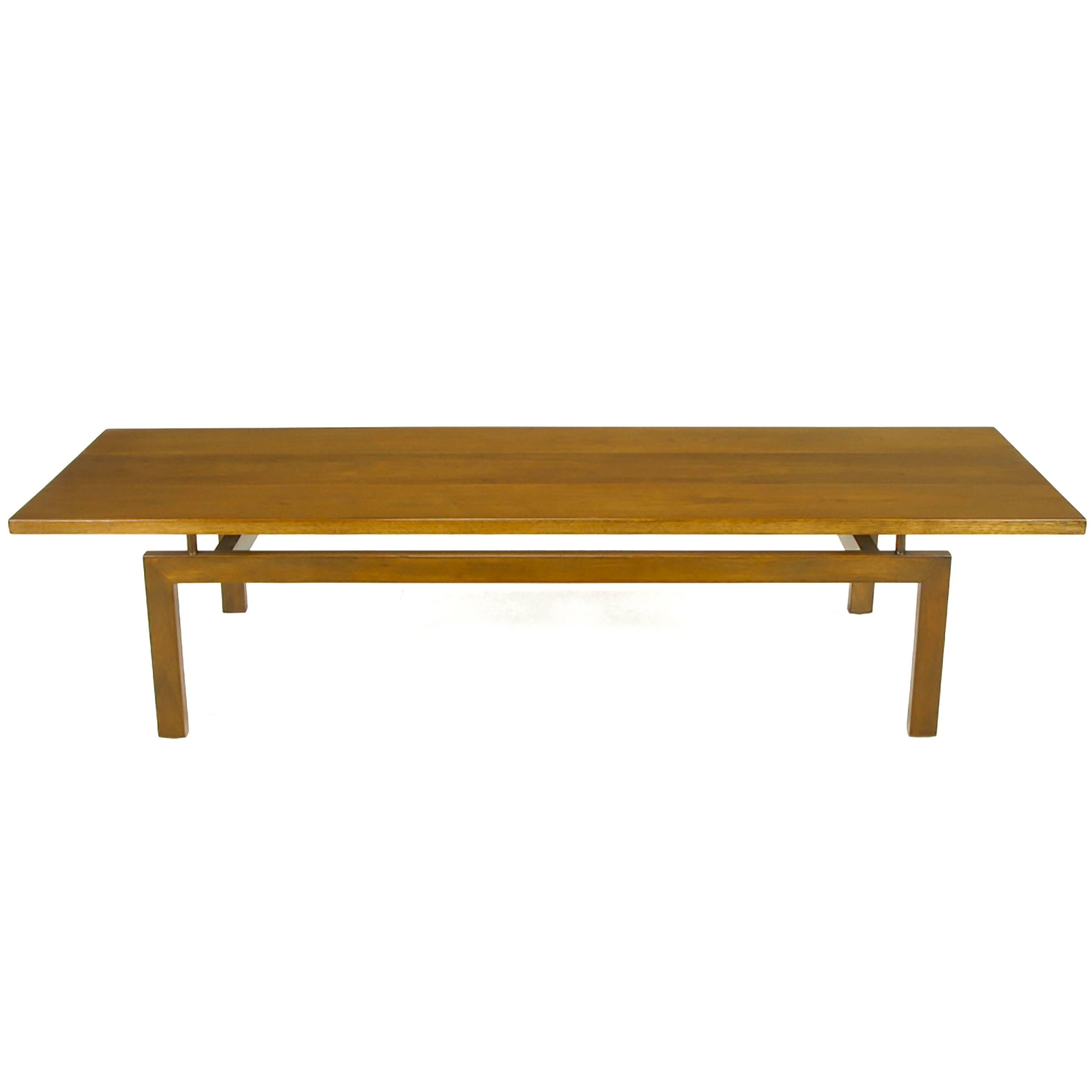 Outstanding Floating Top Walnut Coffee Table For Sale