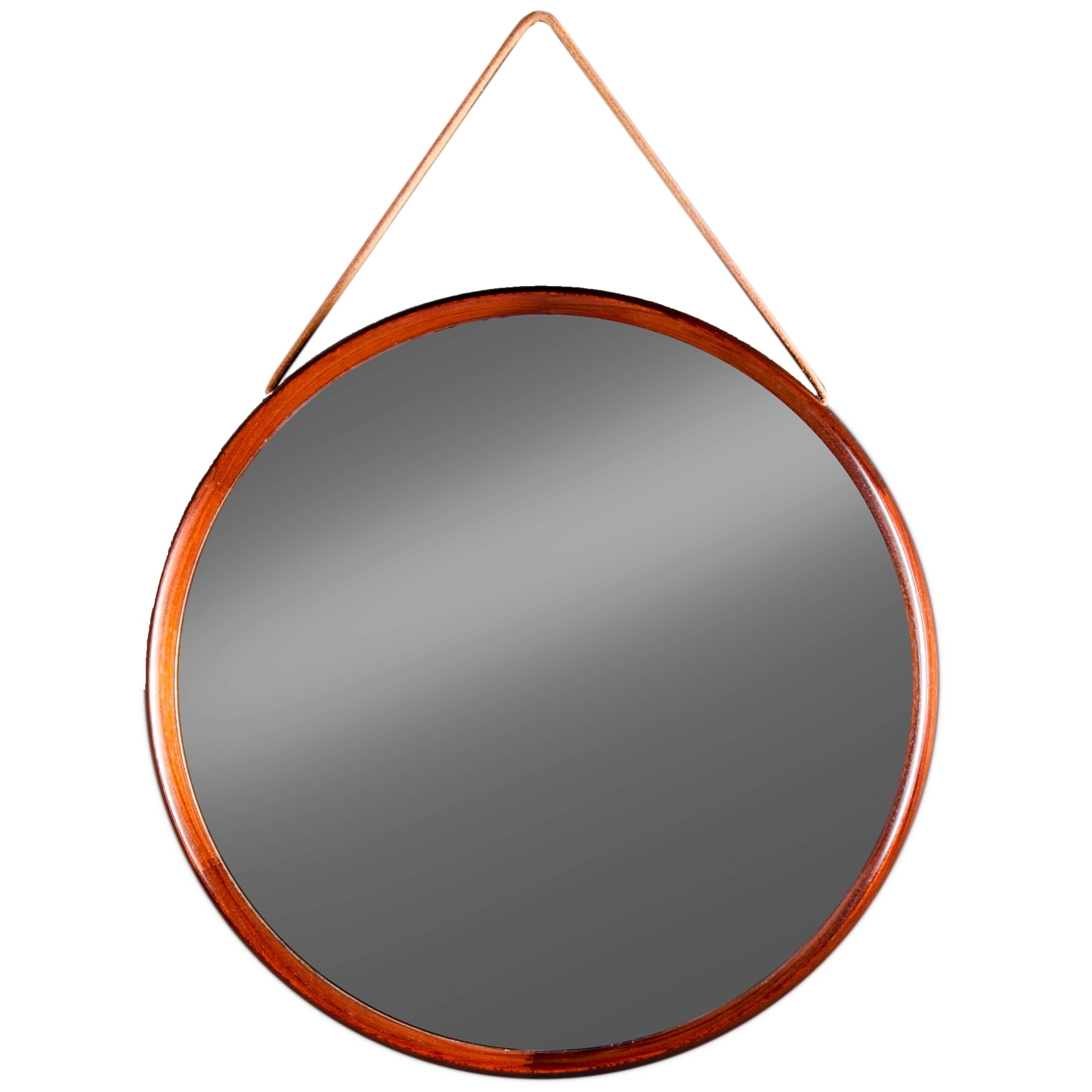 Round Mirror in Rosewood by Uno & ÖSten Kristiansson for Luxus For Sale