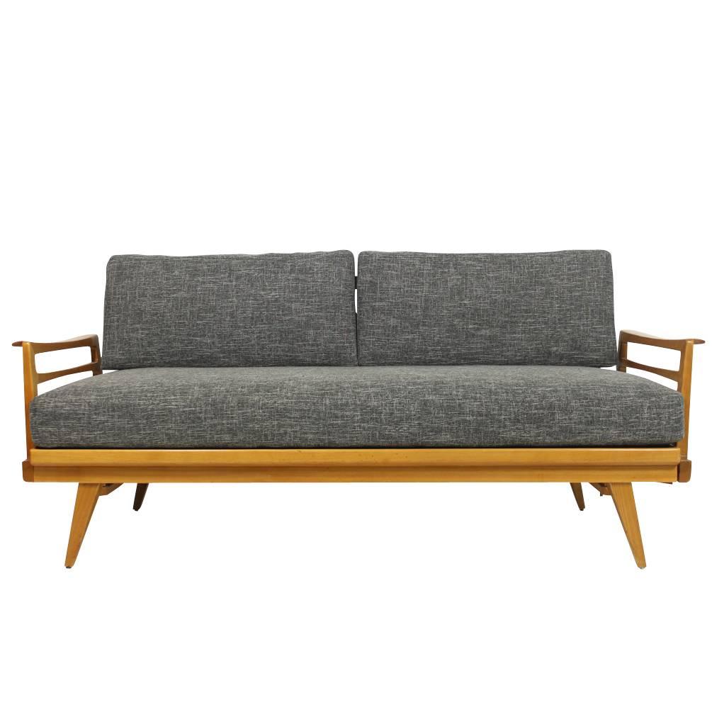 Mid-Century Modern Sofa, Knoll Antimott, Beech Wood Daybed, Germany, 1950s