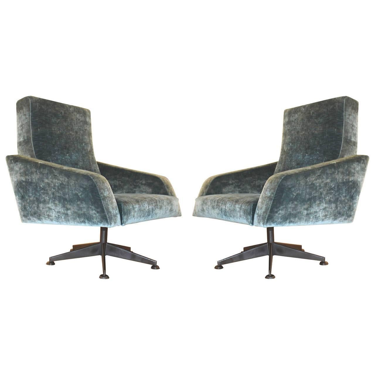 Pair of Swivel Lounge Chairs, Italy, 1960s