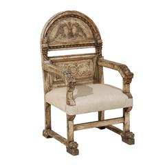 An Italian Early 19th Century Richly Decorated Wooden Chair with Elegant Aging 11
