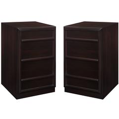 Pair of Bedside Tables in Dark Walnut by T.H. Robsjohn-Gibbings