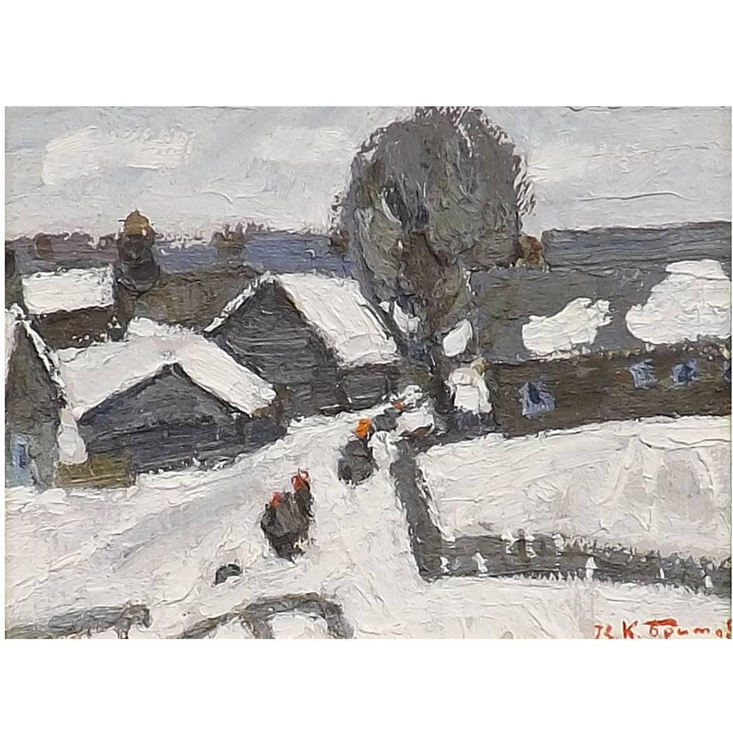 'Winter in Zhelnikha' by Russian Artist Kim Britov, Dated 1973 For Sale