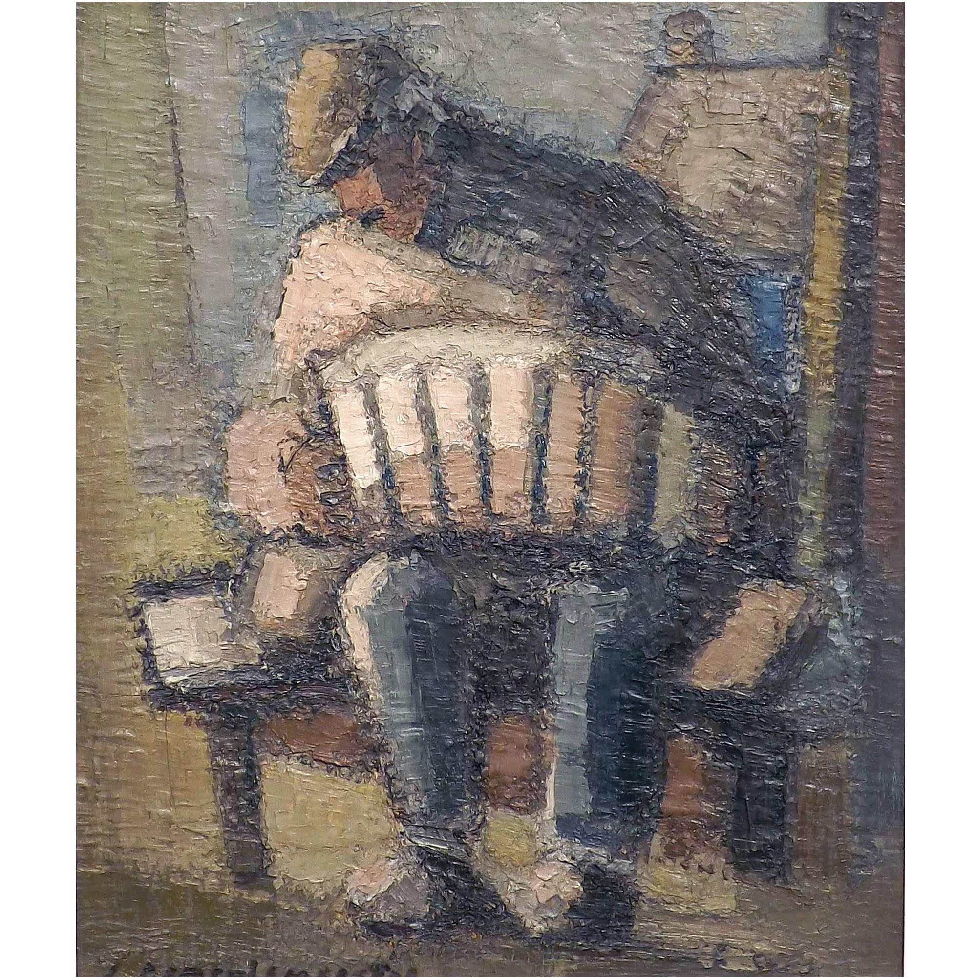 'Accordion Player' by Belgian Artist Jules De Meulemeester