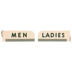 Art Deco Metal Double Sided Restroom Signs