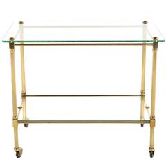 Brass and Glass Tea Trolley or Bar Cart from Paris. Circa 1960