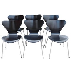 Six Arne Jacobsen Chairs by Fritz Hansen, Model 3107, circa 1960s
