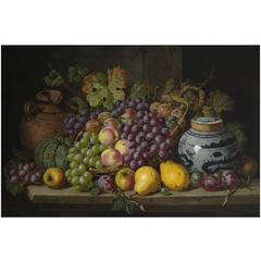 Charles Thomas Bale 'Luscious Fruit' Oil on Canvas, Signed with Monogram