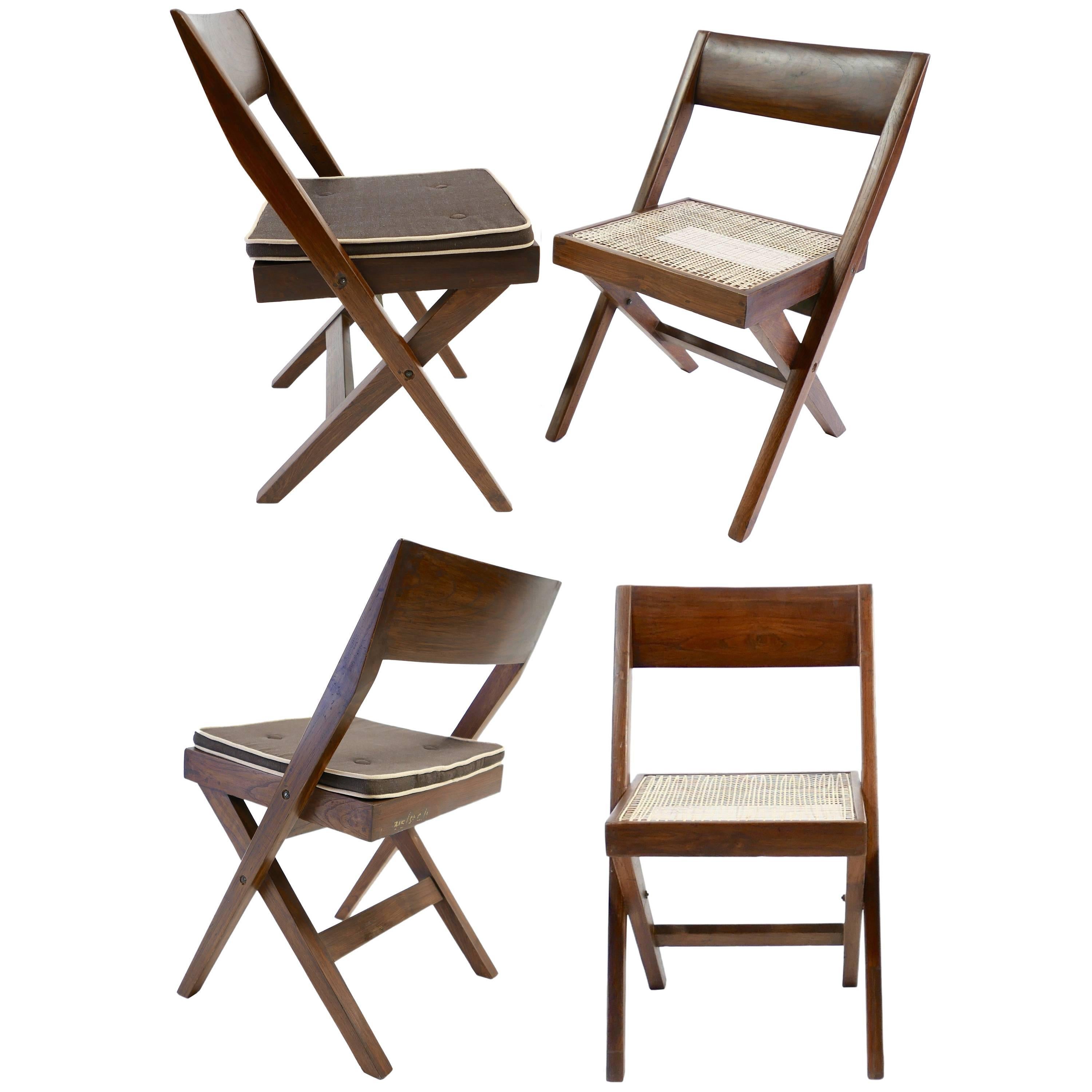 Four Pierre Jeanneret Library Chairs